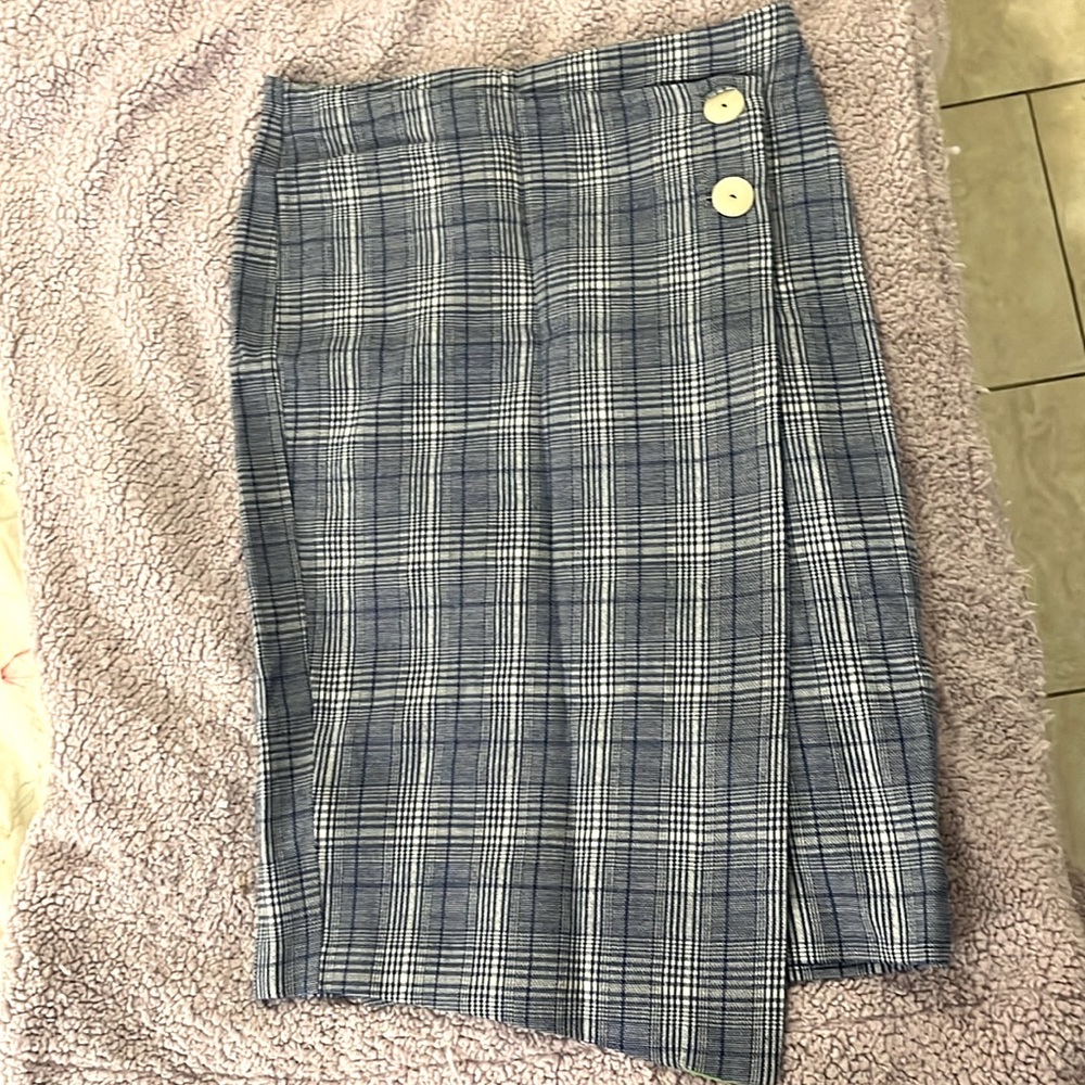 NEW NWT MNG Mango Glen Plaid Wrap Pencil Skirt Falda Gigi Skirt sz M 6 8